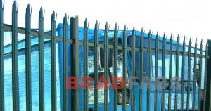 Green metal security fencing by Bradfabs