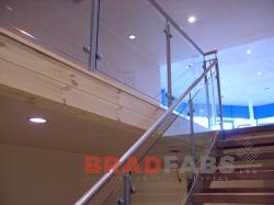 Grey steel and glass balustrade on a staircase