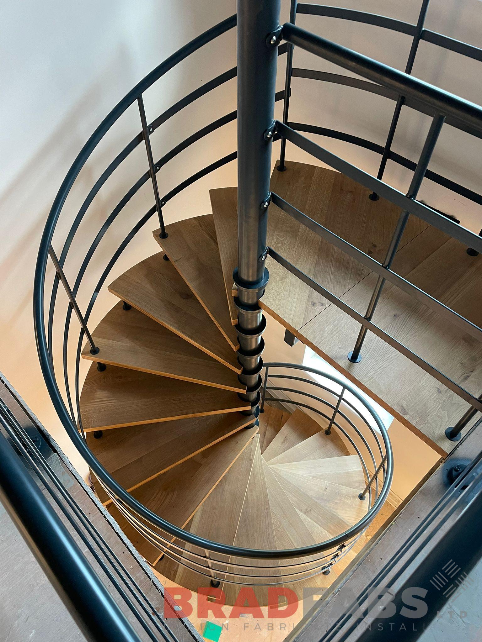 Bradfabs spiral staircase, internal staircase, oak treads 