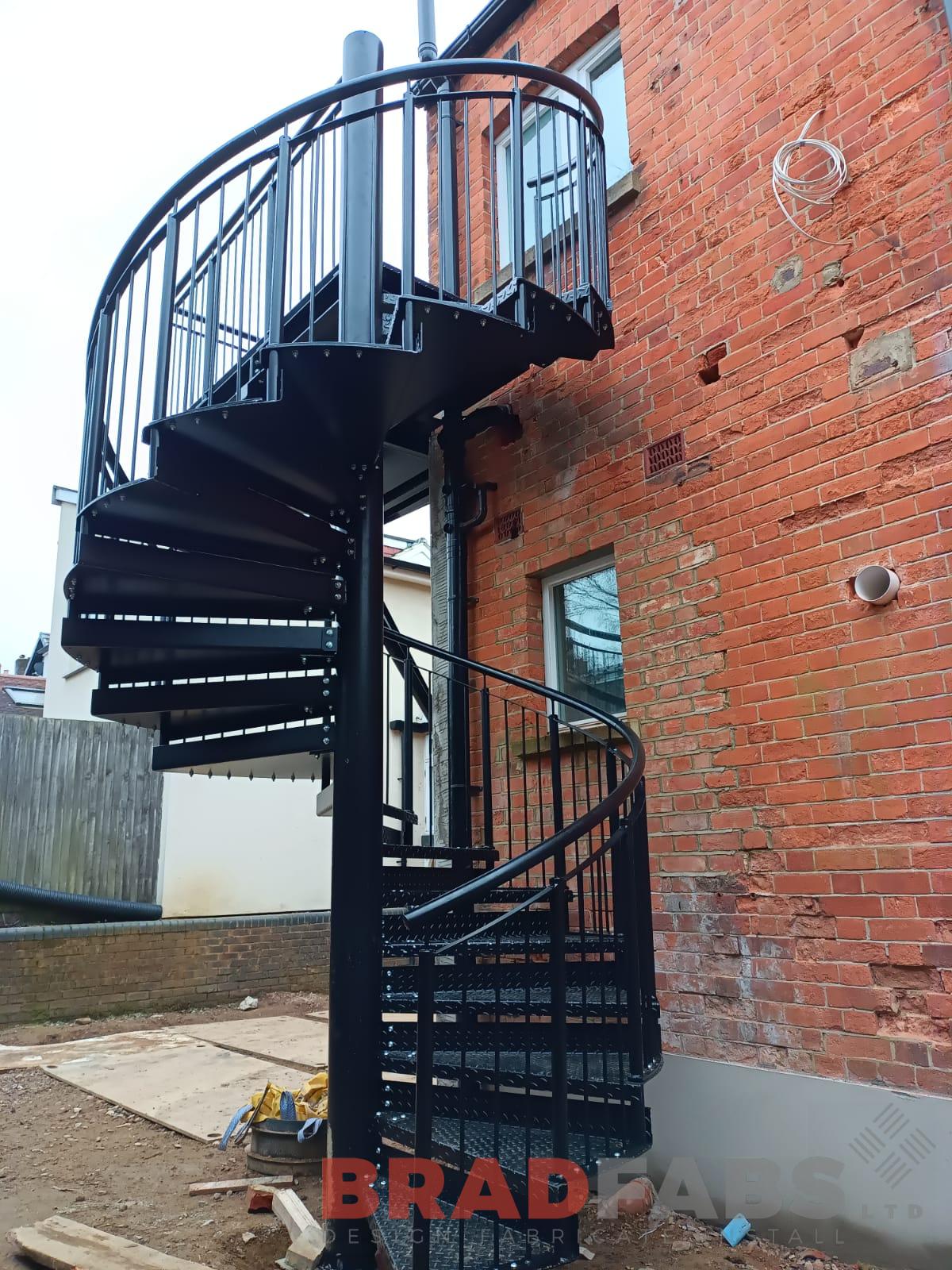 Bespoke spiral staircase powder coated black by bradfabs 