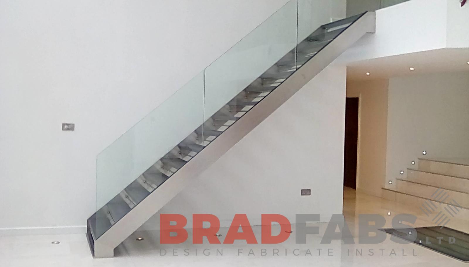 Internal domestic straight modern staircase by Bradfabs 