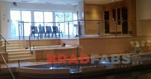 Glass and steel balustrading fabricated in bradford, Steel and glass balustrade installed in swimming pools nationwide