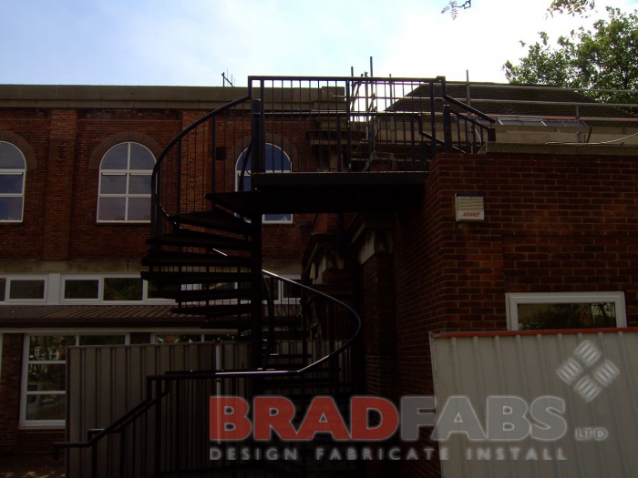 Mild steel, galvanised and powder coated fire escape by Bradfabs