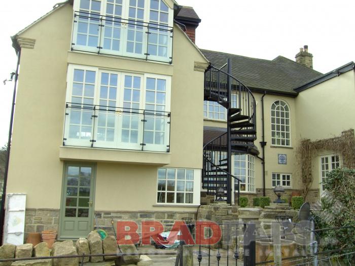 Steel Balconette, Steel and Glass Juliet Balconies, Glass infill panels,  Steel Balconettes in Bradford, modern Juliet Balconies