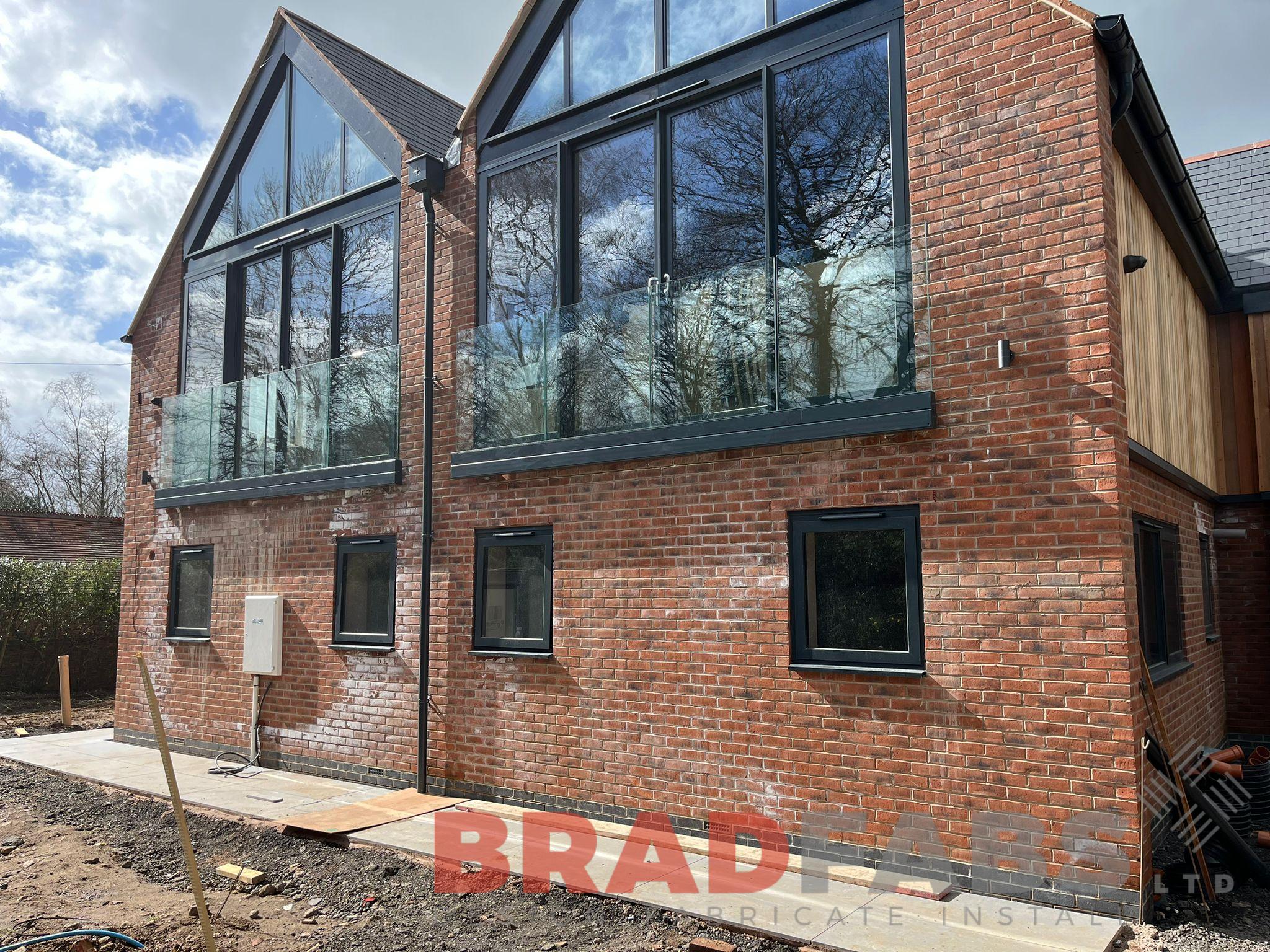 Steel Balconette, Steel and Glass Juliet Balconies, Glass infill panels,  Steel Balconettes in Bradford, modern Juliet Balconies