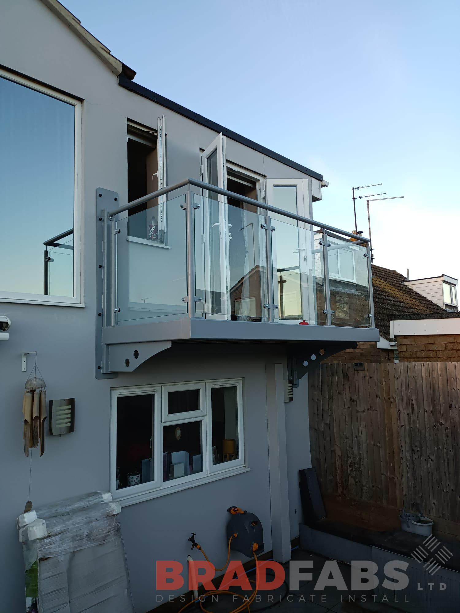 Balcony with no supporting legs, steel balcony with glass by Bradfabs 