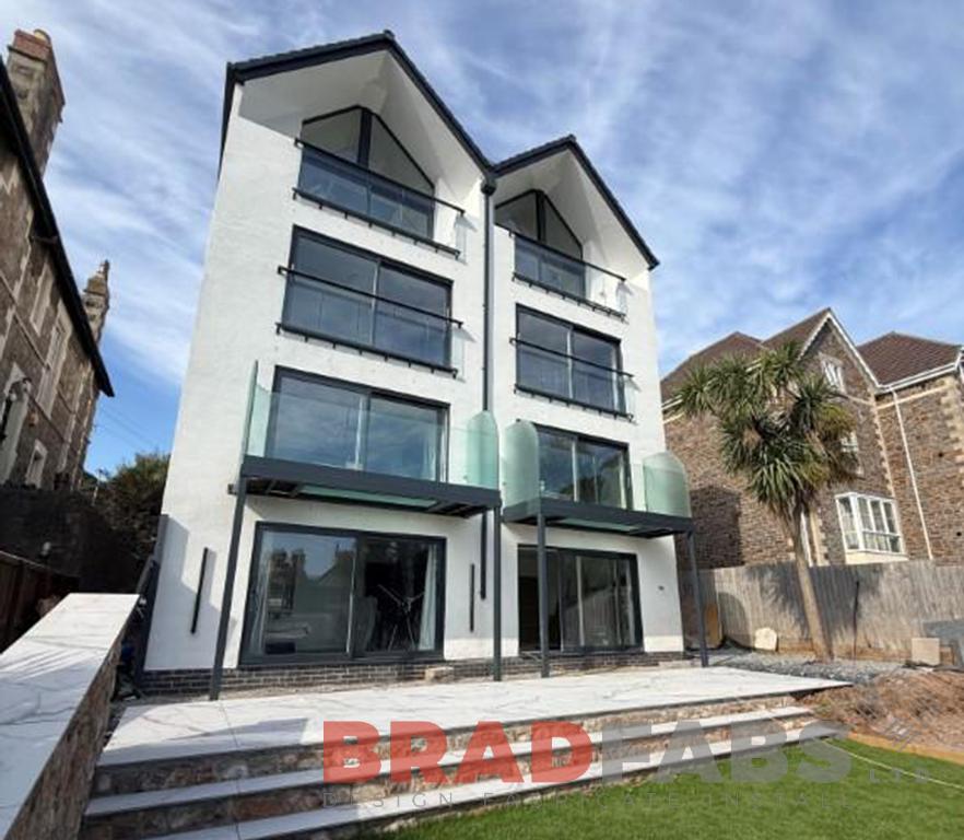 Supply only two balconies with steel and glass 