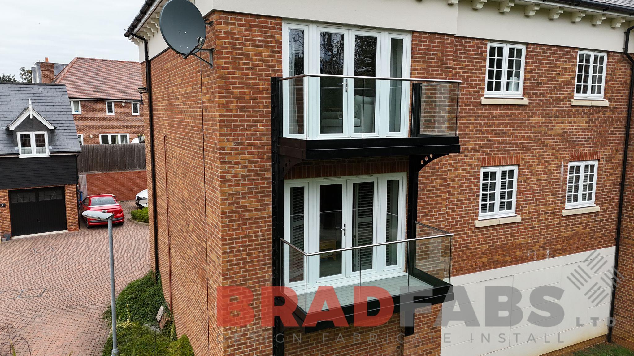 Modern cantilevered balconies designed, manufactured and installed by Bradfabs