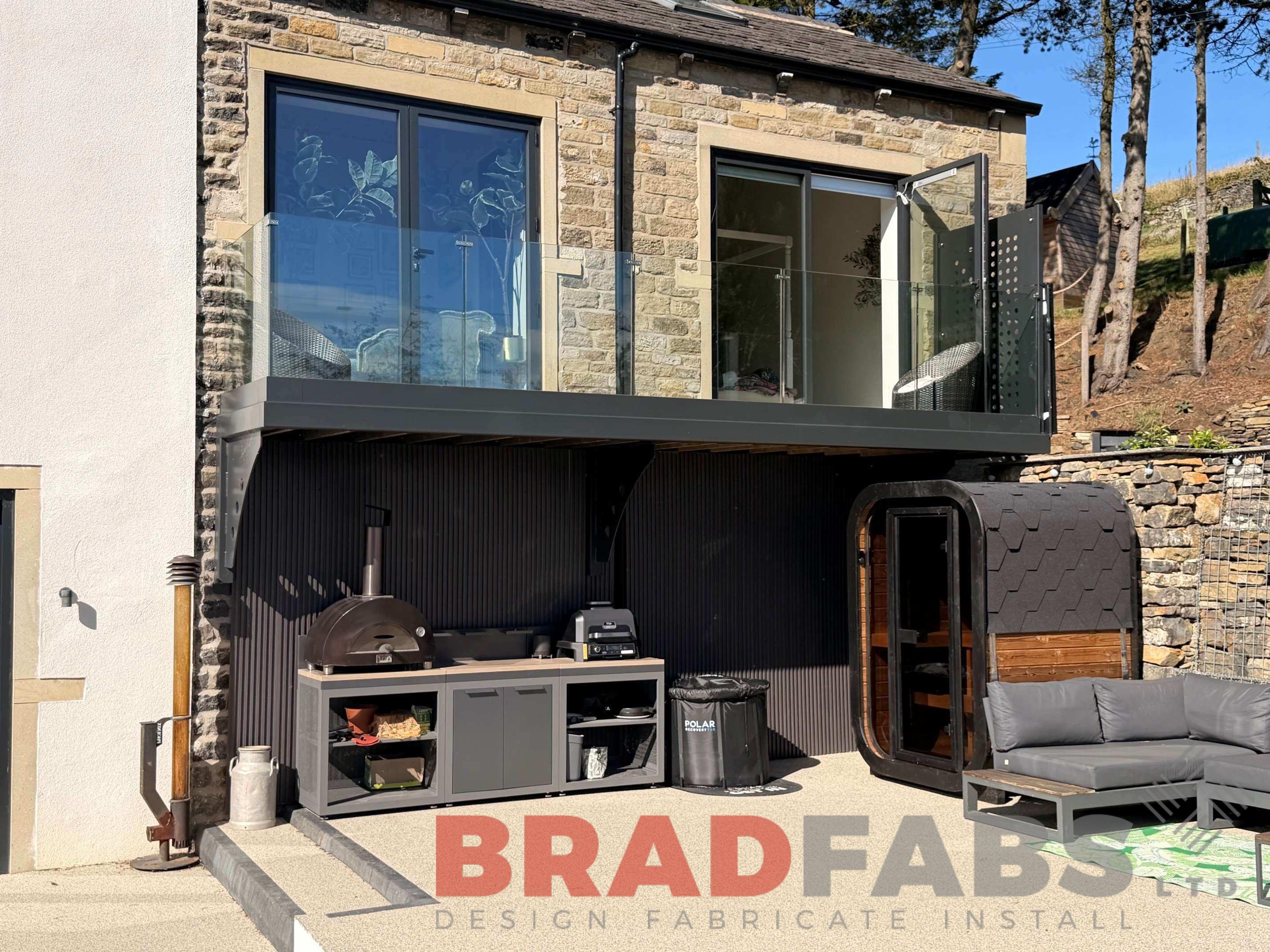 Bradfabs manufactured and installed this large cantilevel balcony in Huddersfield, Yorkshire 
