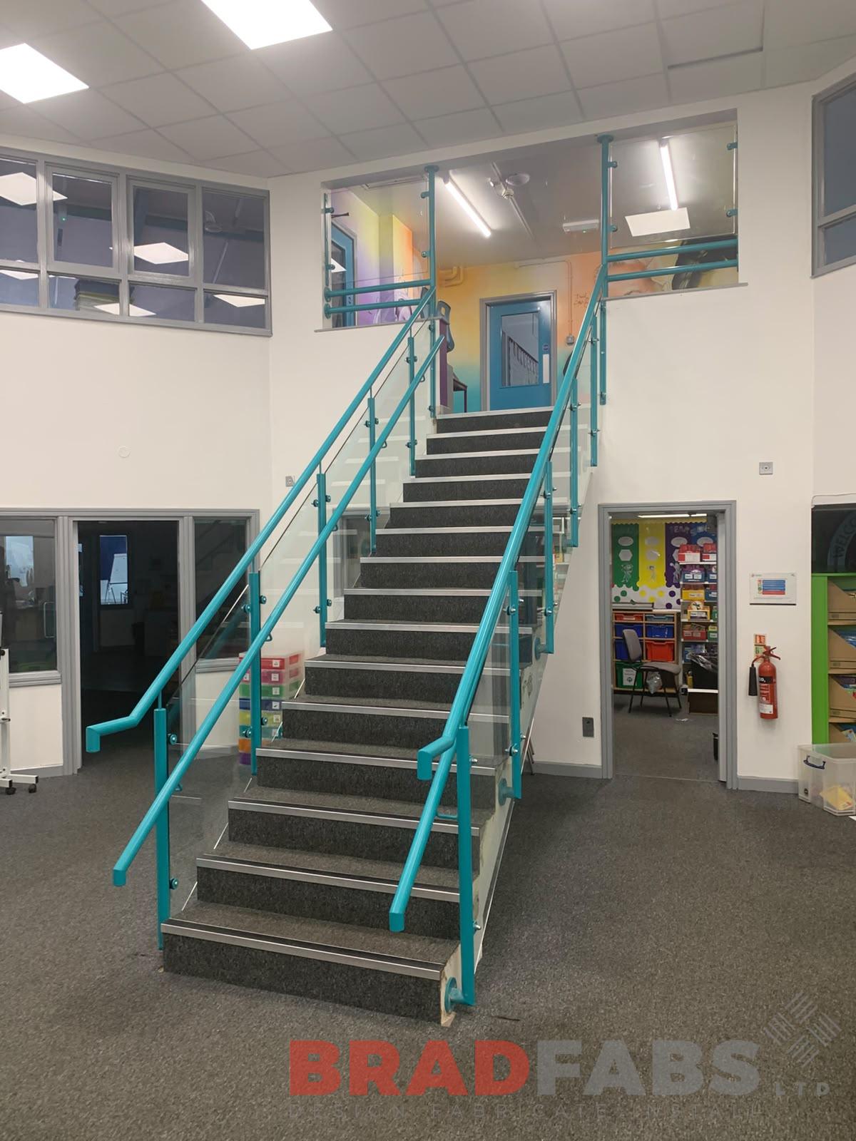 Bespoke powder coated school balustrade installed in  Leicester, 