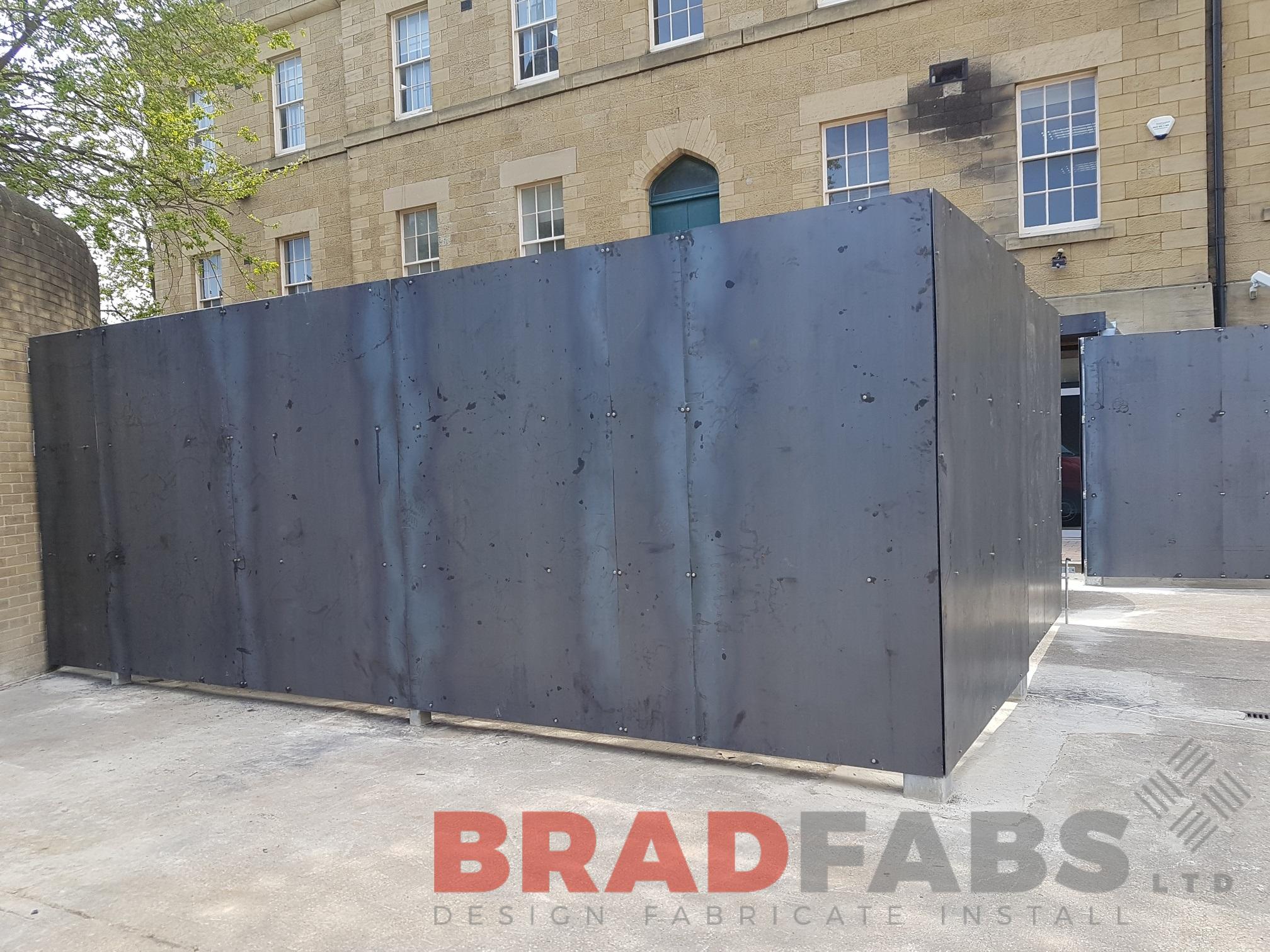 bespoke compound barrier manufactured in corten steel by bradfabs 