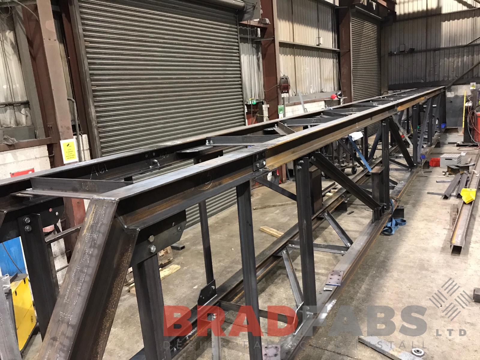 Bespoke mild steel and galvanised fabricated pipe bridge
