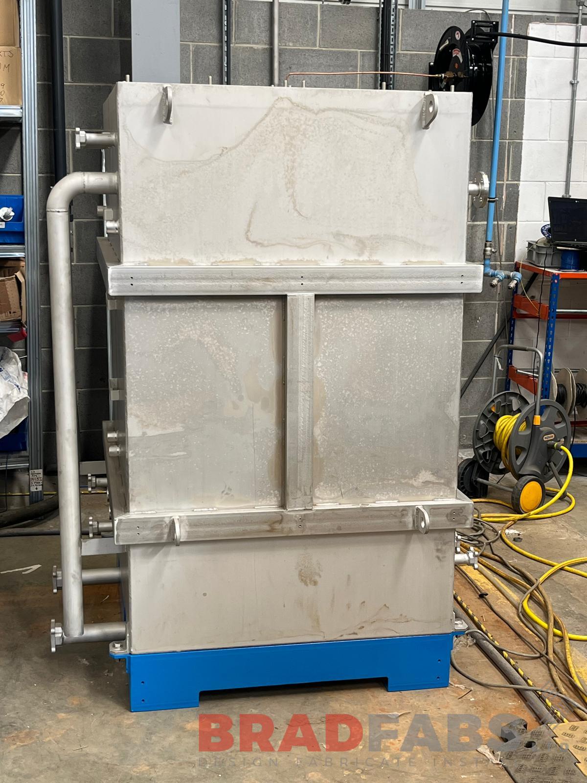 Chemical stainless steel tanks on skid frames