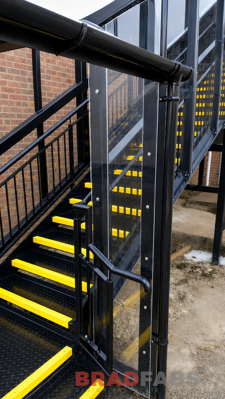 Bradfabs manufactured and installed this steel fire escape for a school in Luton