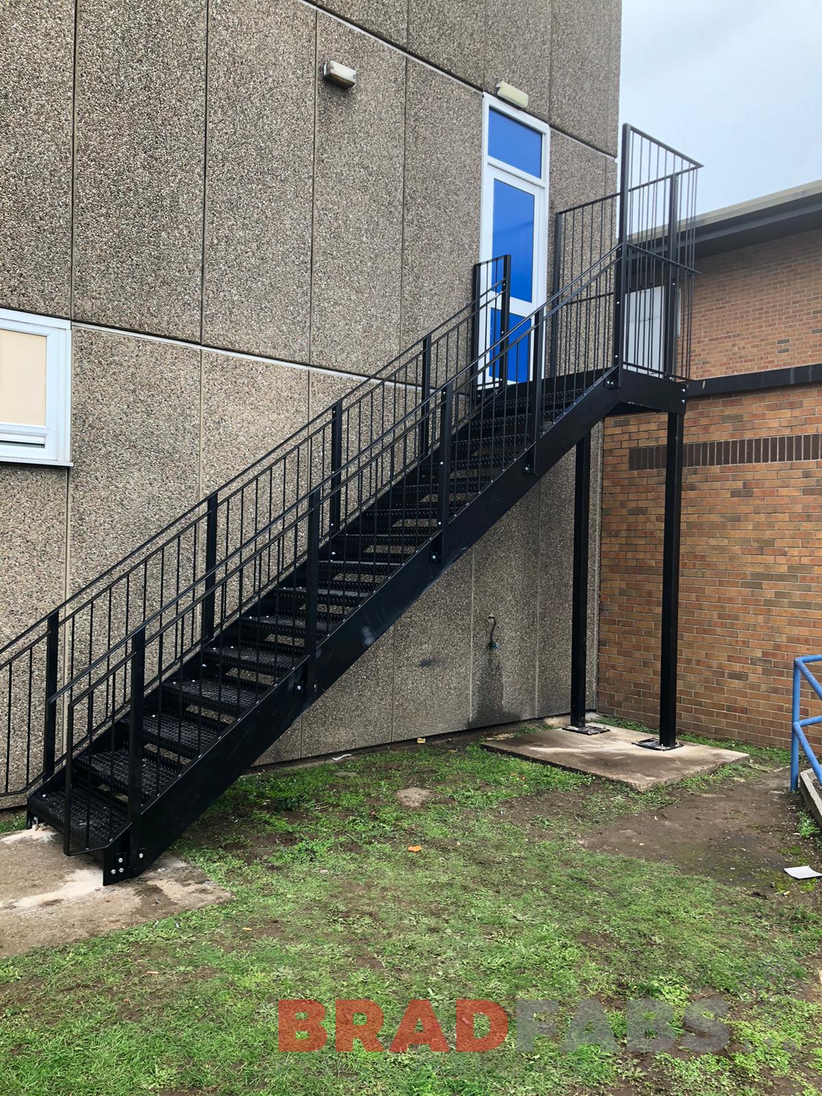 Galvanised & Powder Coated External Staircase with Durbar Treads and Vertical Infill Balustrade