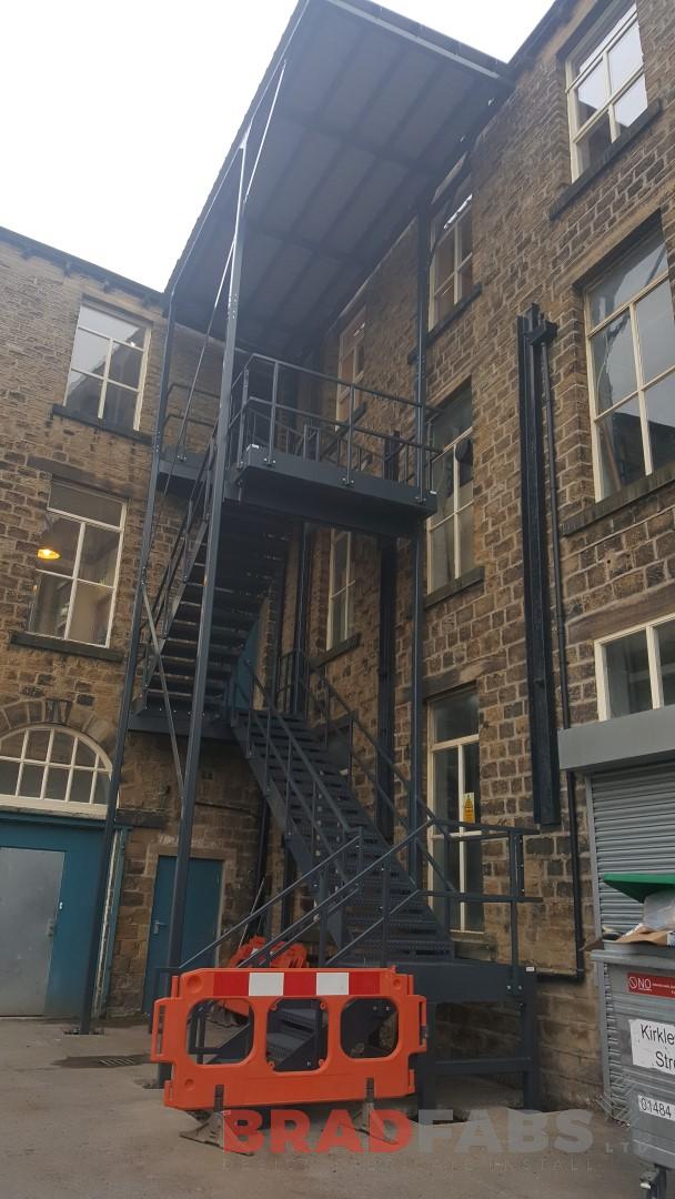 industrial fire escape staircase