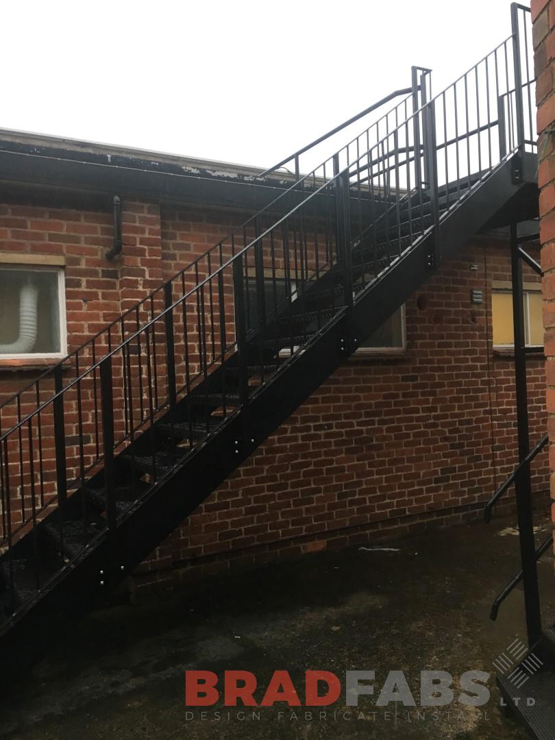 Replacement cat ladder to fire escape installed and manufactured by Bradfabs