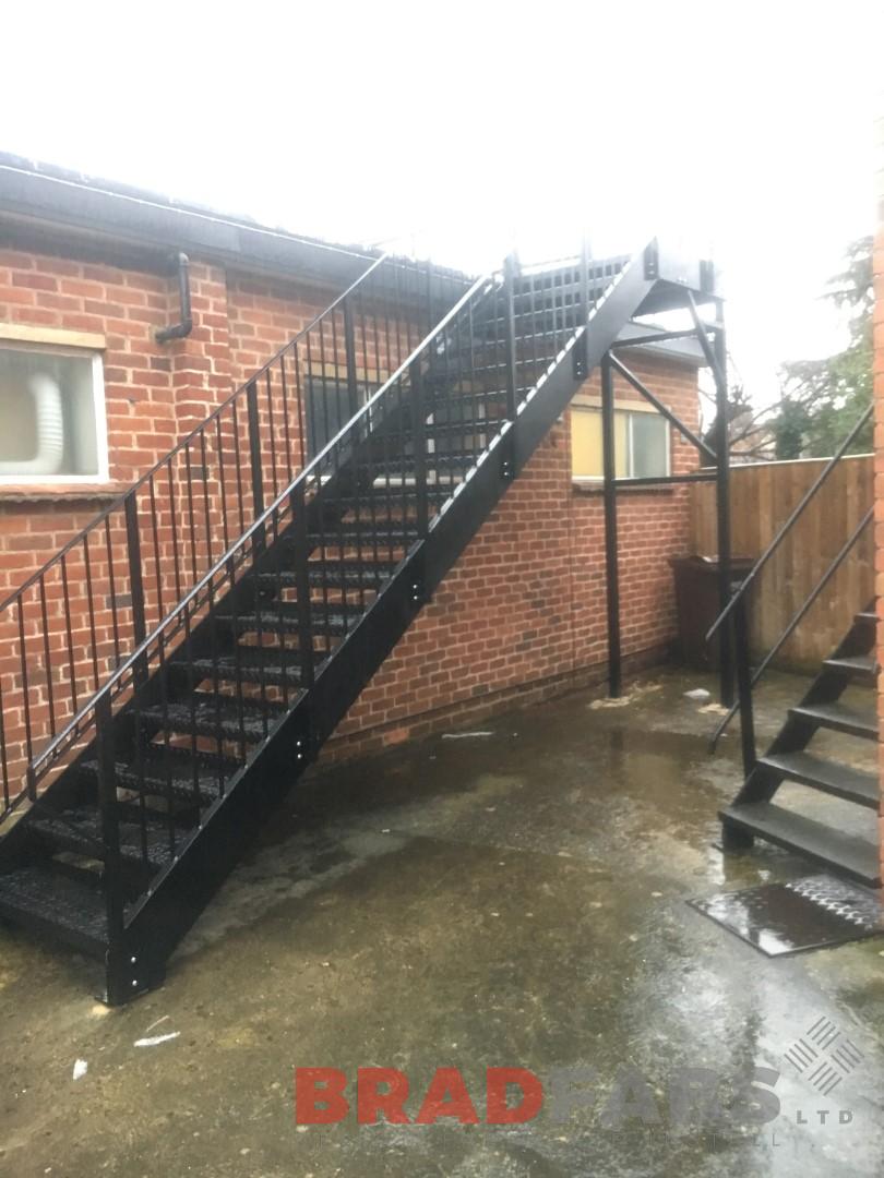 Replacement cat ladder to fire escape installed and manufactured by Bradfabs