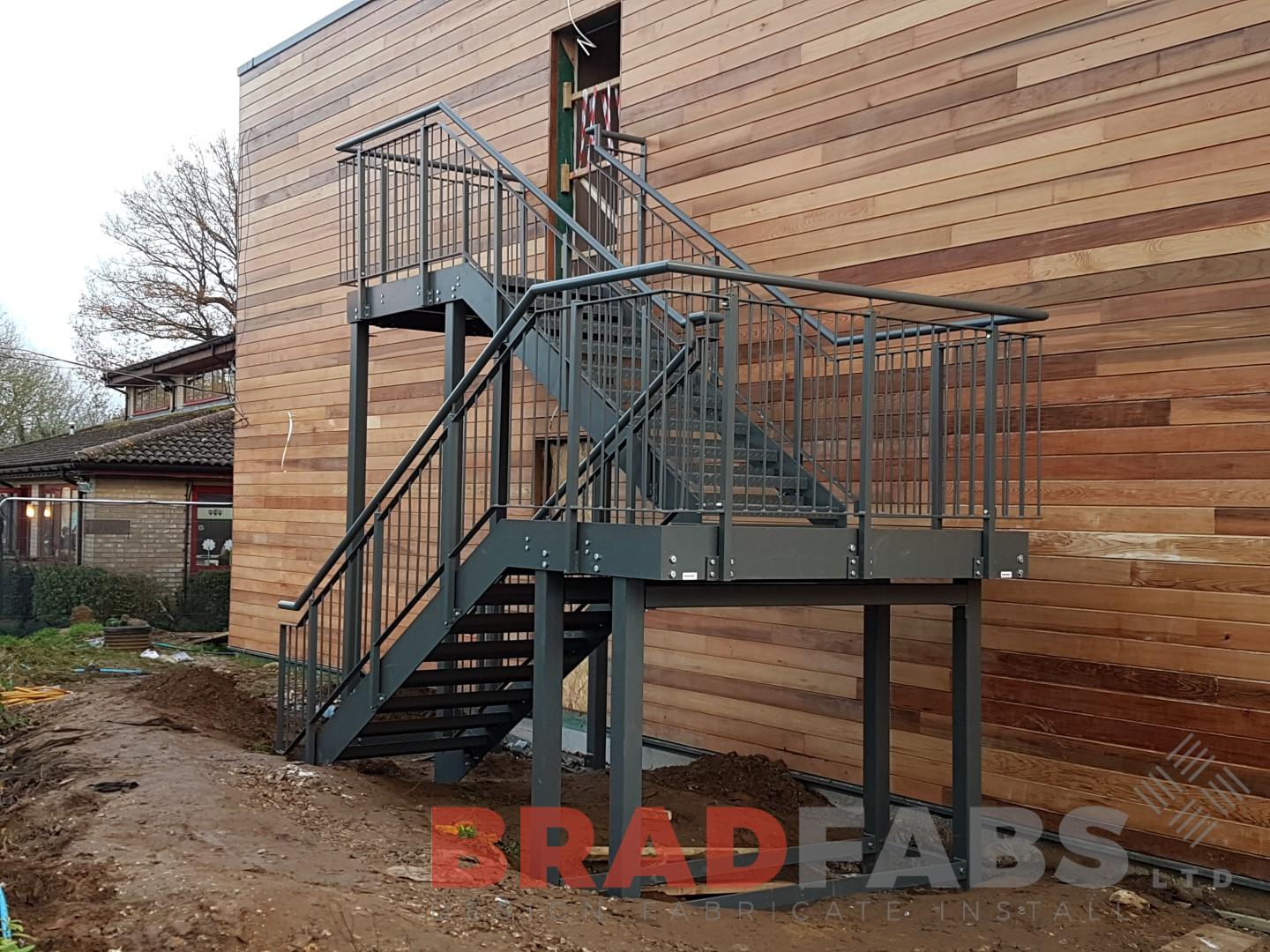 commercial fire escape, steel fire escape, hospital fire escape, emergency stairs