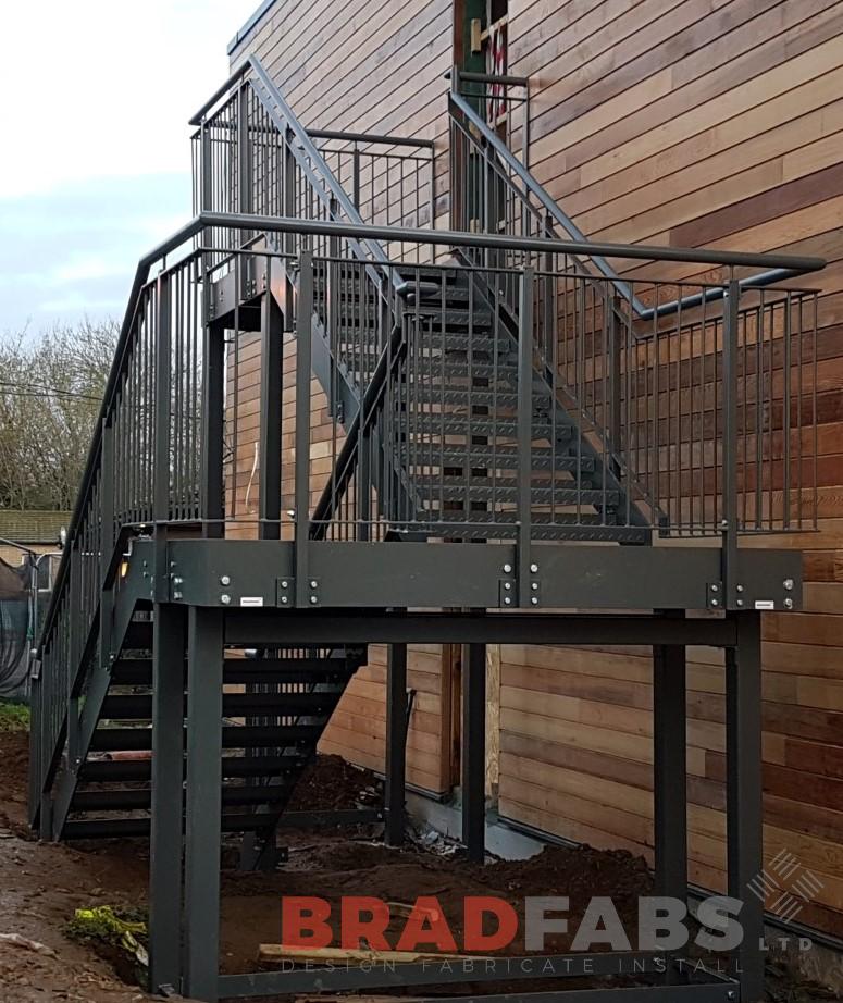 School external fire escape staircase manufactured by Bradfabs