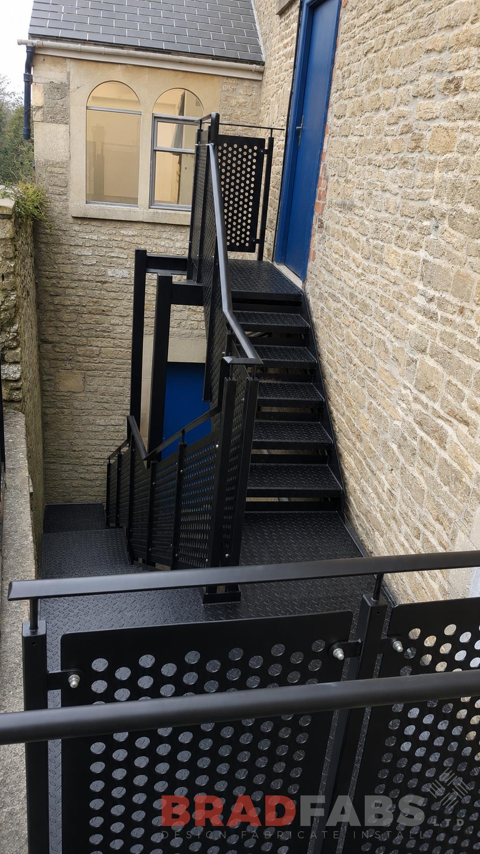Fire escape manufactured, designed and installed by Bradfabs for a pre-school