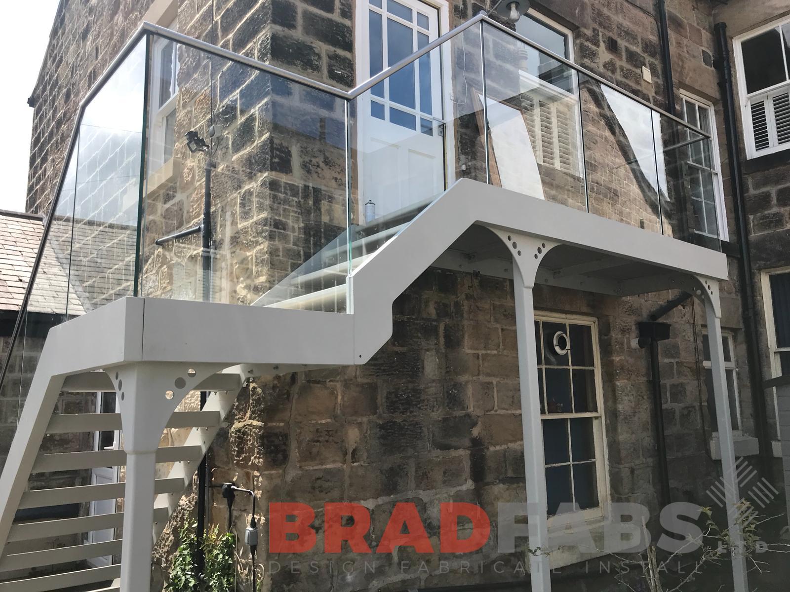 Contemporary Glass Balustrade Access Staircase Designed, fabricated and installed by Bradfabs