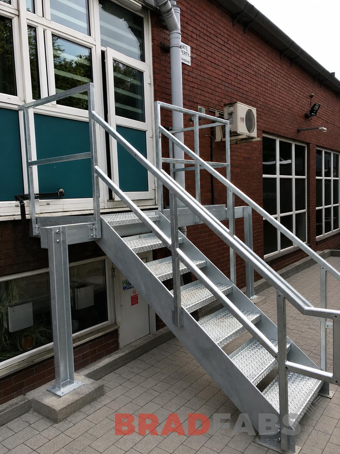 Small galvanised external commercial Fire Escape Staircase by Bradfabs