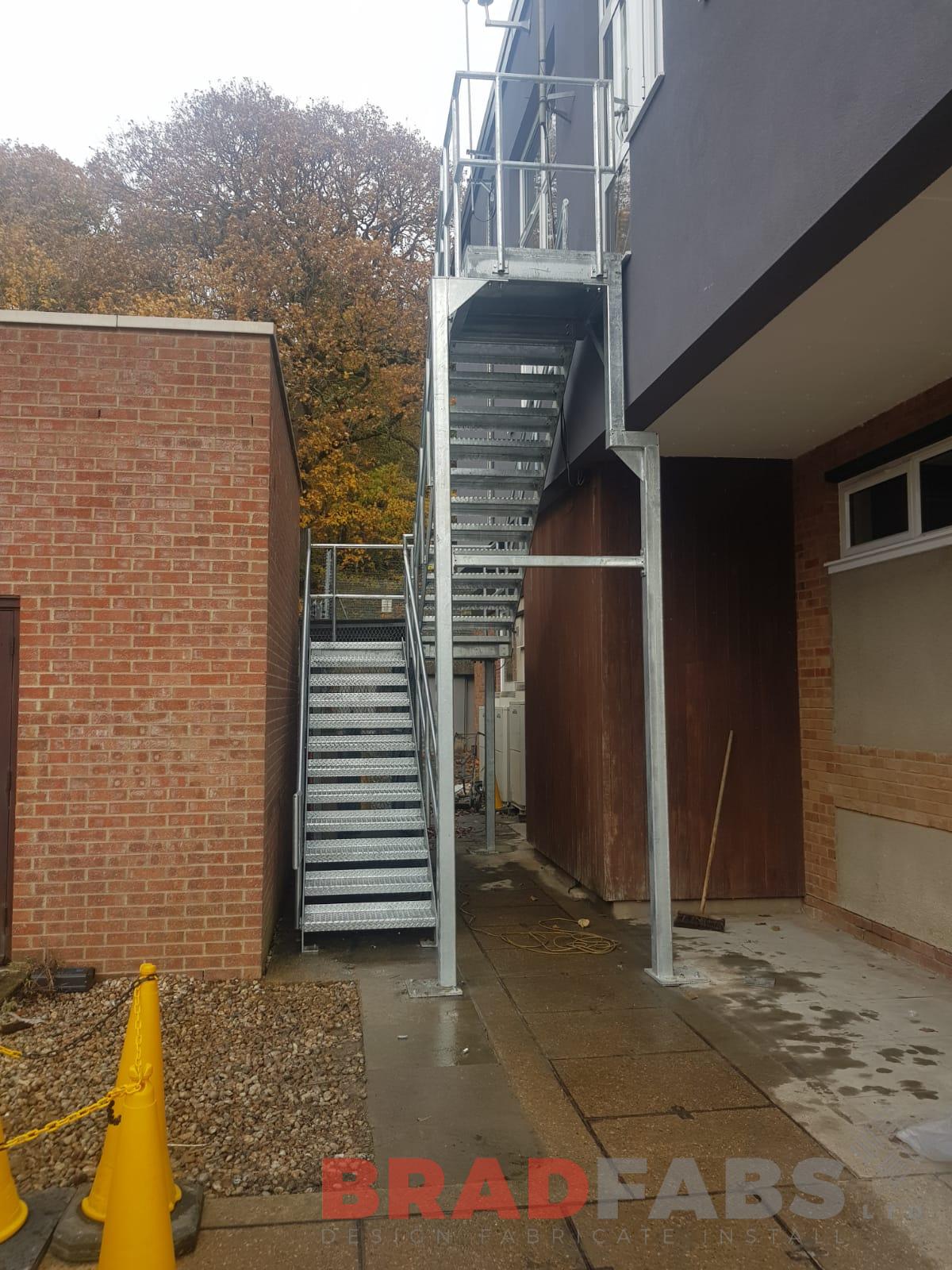 Mild steel and galvanised commercial fire escape staircase by Bradfabs