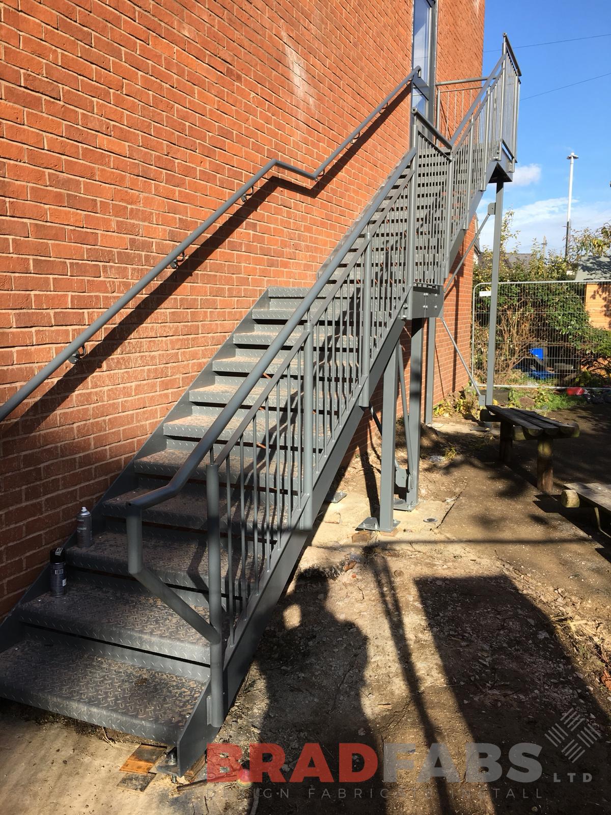 School Fire escape manufactured, designed and installed by Bradfabs