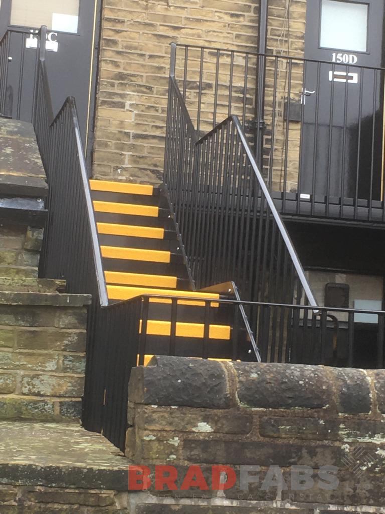 Fire Escape Staircase in mild steel by fabrication company Bradfabs based in West Yorkshire and UKCA approved