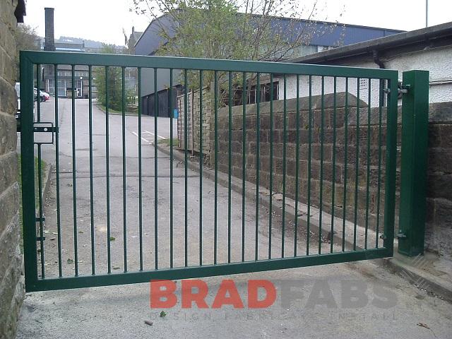 Bespoke gates for a school in mild steel and galvanised by Bradfabs 