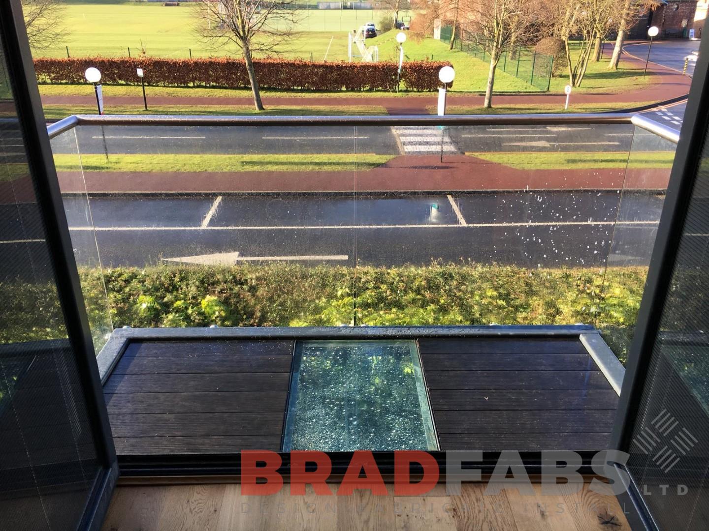 Balcony with glass floor panel, bespoke by bradfabs