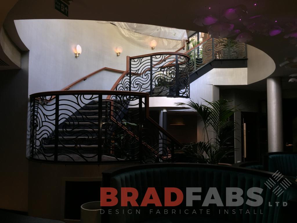 A view of all the intricate balustrade detail on the large helix staircase by the Bradfabs team 
