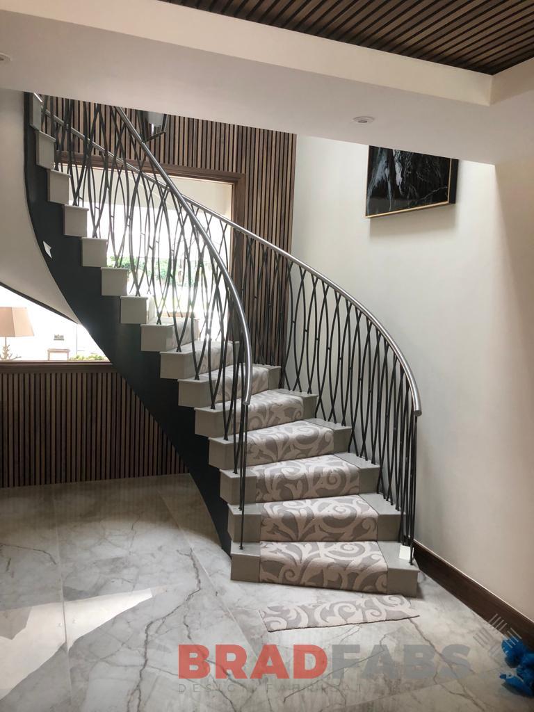 Bradfabs, helix staircase, internal staircase, decorative balustrade, steel staircase 