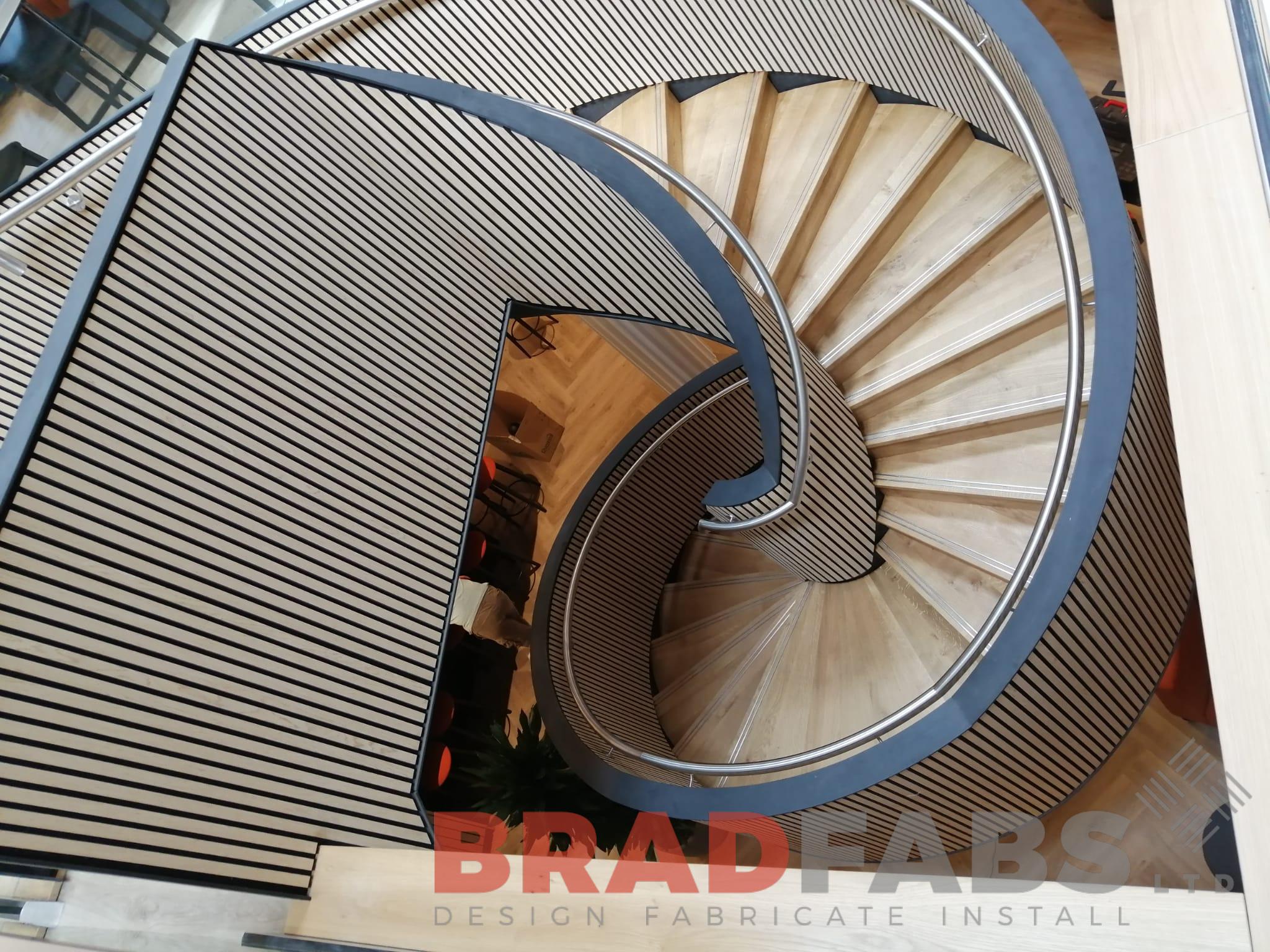 Bradfabs internal helical stair, helix staircase bespoke fabrication