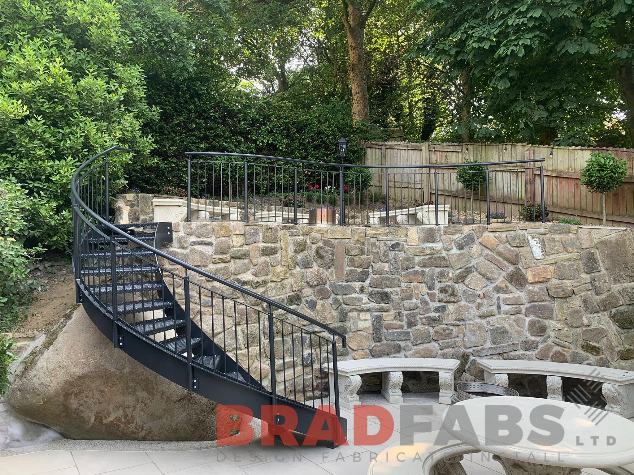Curved Garden Staircase and Railings in Leeds