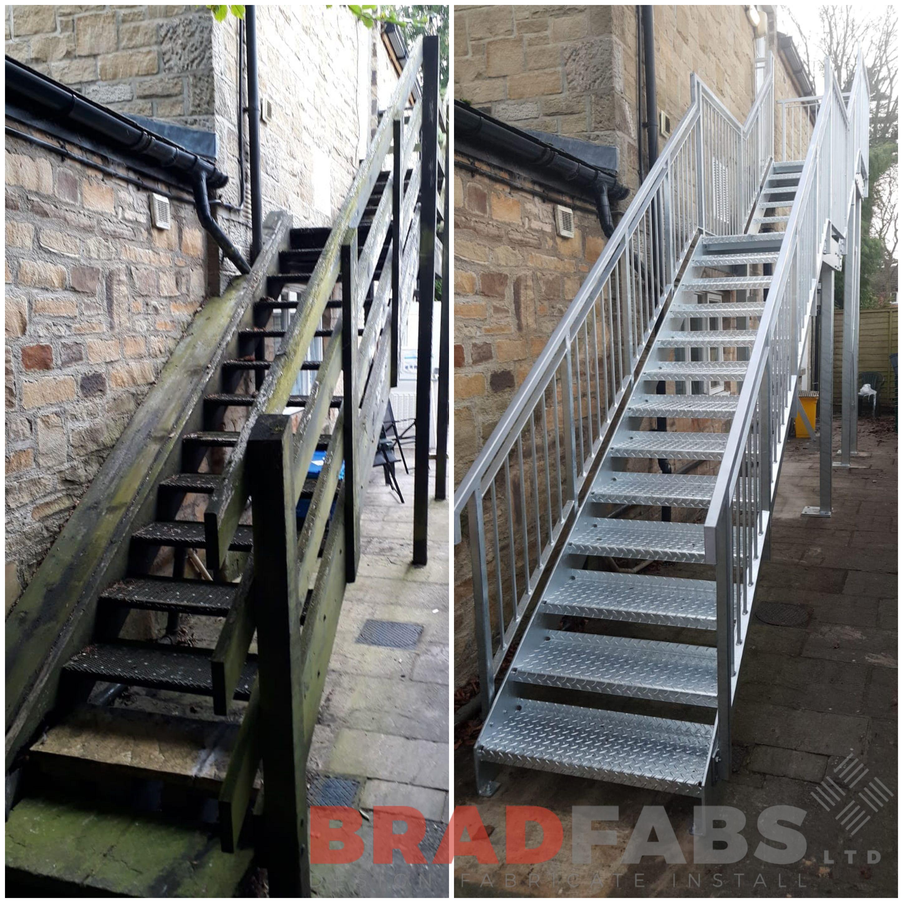 External fire escape powder coated and galvanised by Bradfabs UK 