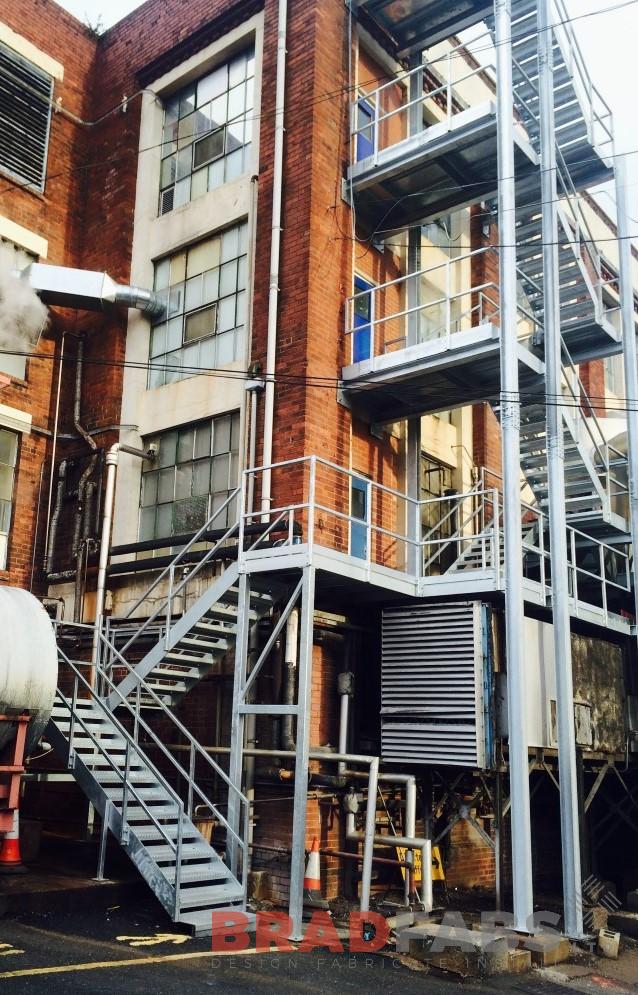Emergency escape exit large metal staircase