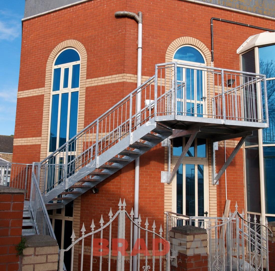 Steel emergency exit escape route stairs