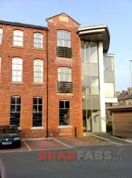 Bradfabs made these steel balconettes for offices in Leeds, West Yorkshire