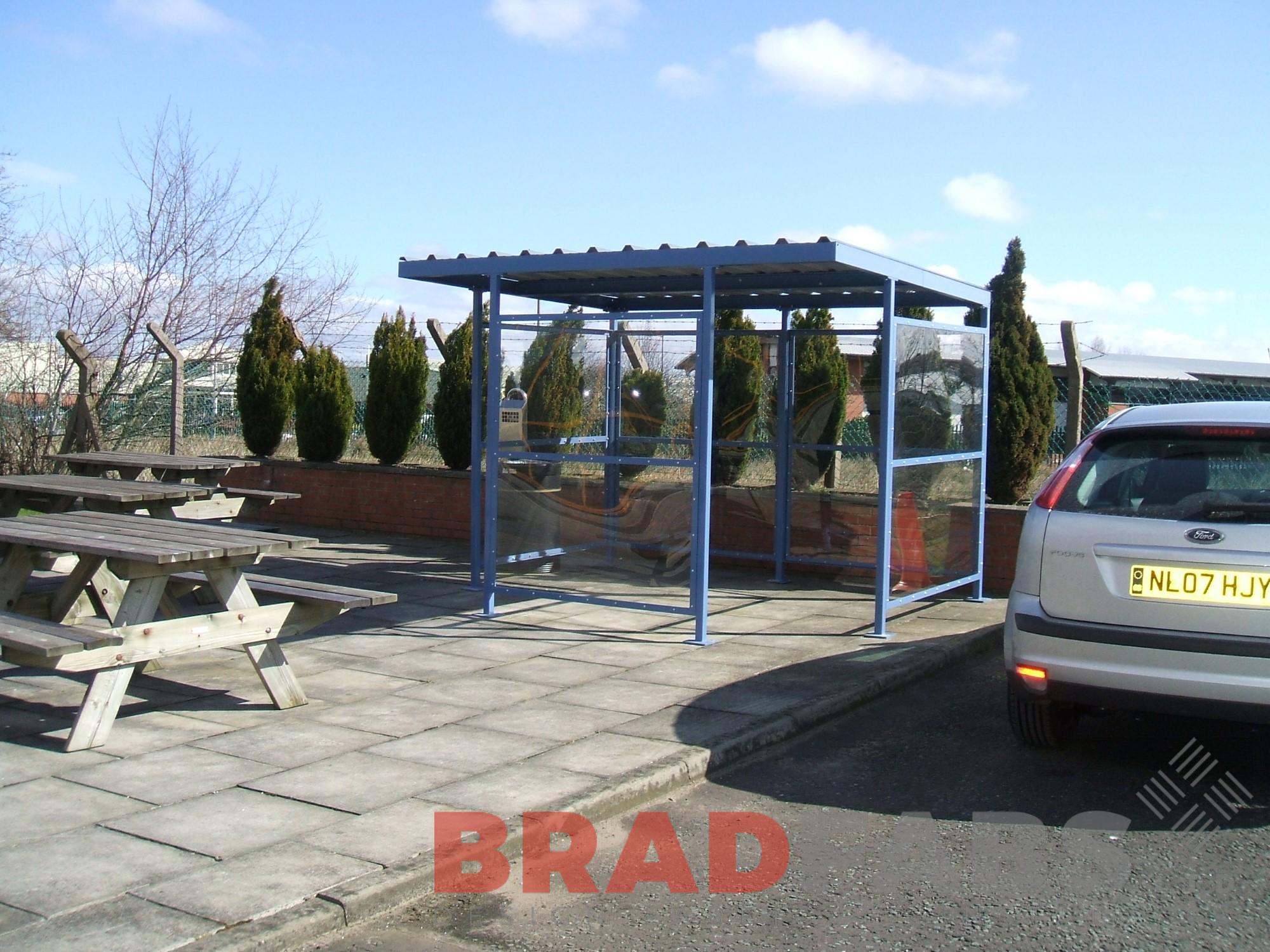 Steel Smoking Shelter with enclosure with perspex panels