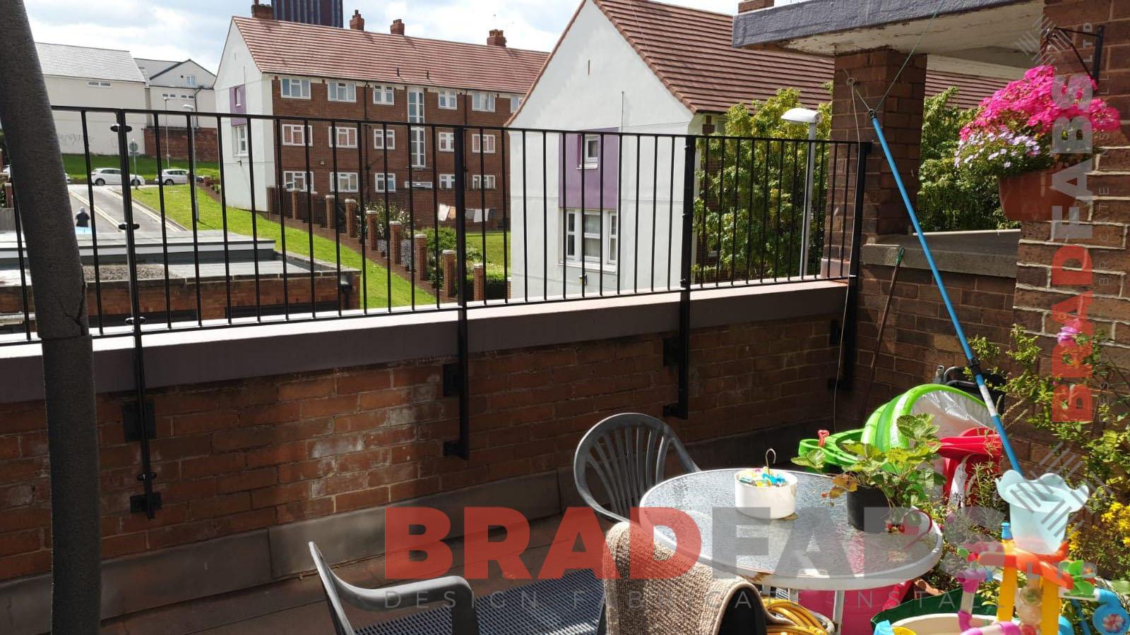 Mild steel, galvanised and powder coated vertical bar balustrade railings by Bradfabs 