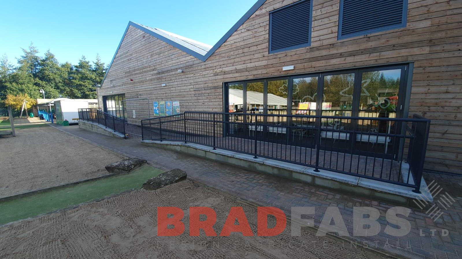 Railings and handrails for a commercial property by Bradfabs, mild steel, galvanised and powder coated black 