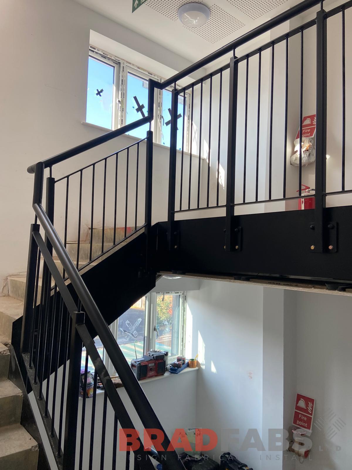 Bradfabs railings, internal powder coated railings, powder coated black railings 