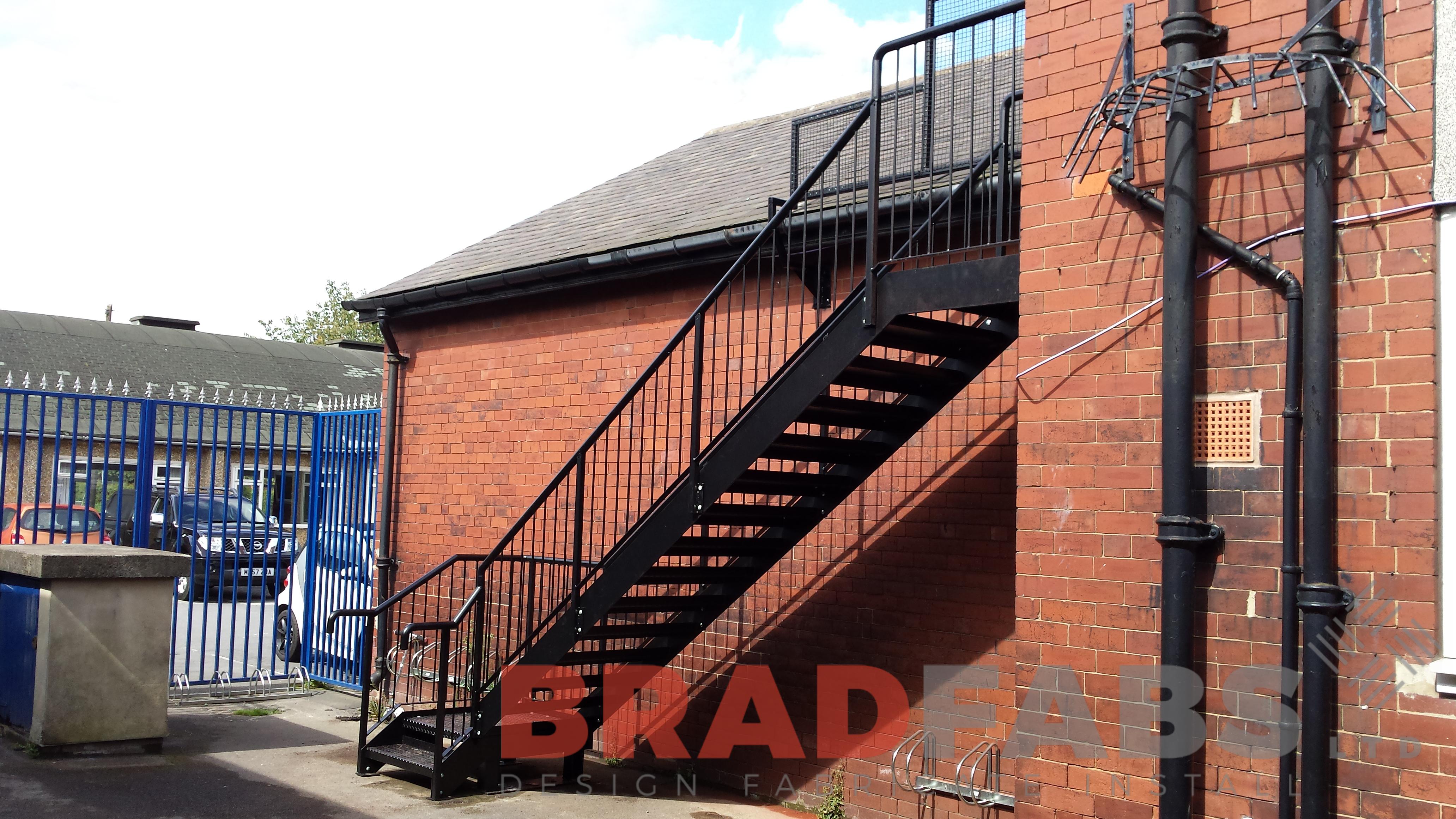 Bradfabs, staircase, external staircase, fire escape, school staircase, steel staircase 