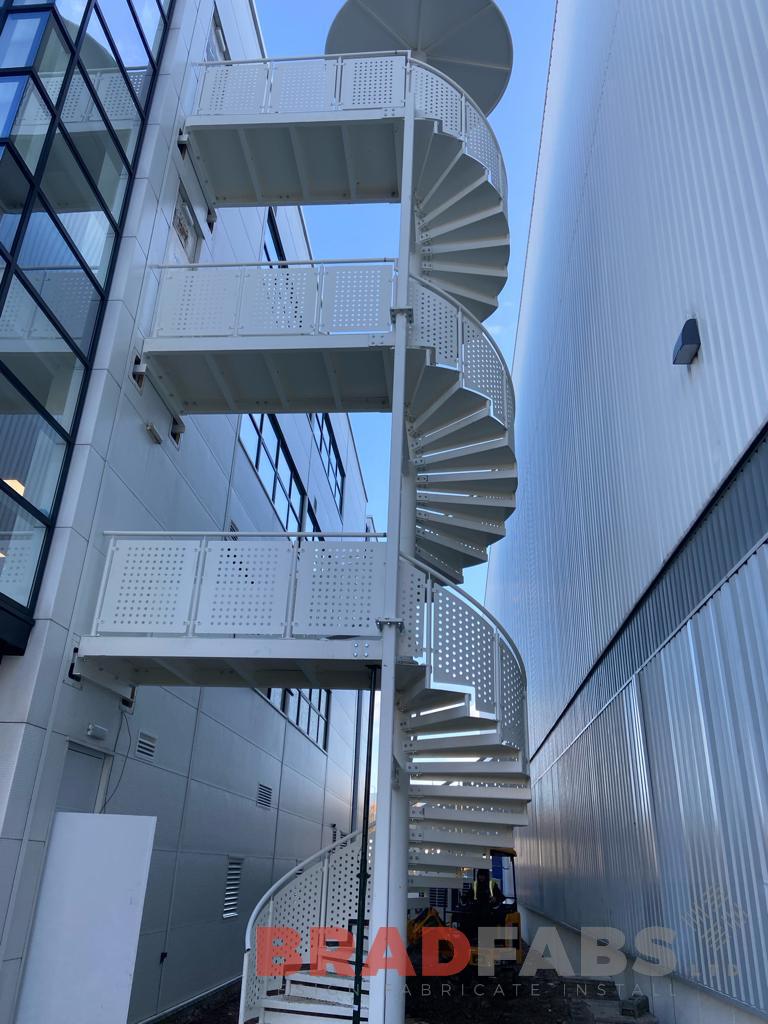 Spiral staircase, external spiral, metal staircase with laser cut balustrade 
