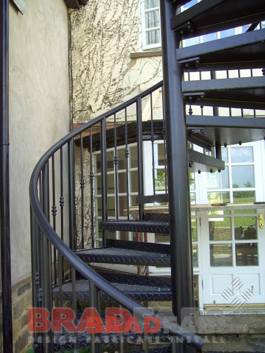 Black metal spiral stairs