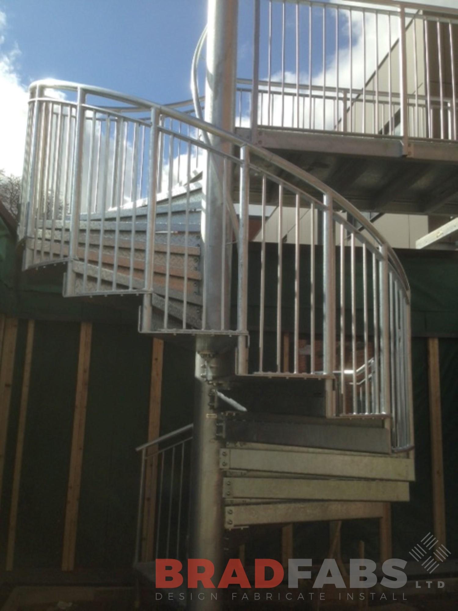 Modern spiral staircase manufactured by Bradfabs