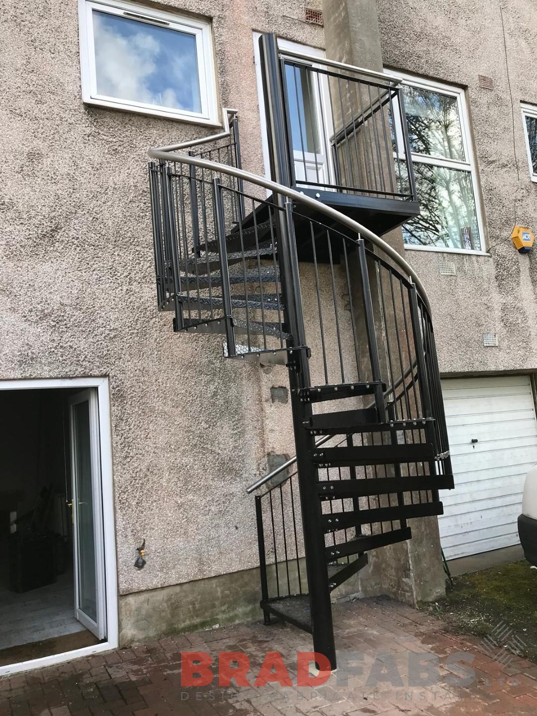 Spiral Staircase in black installed by Bradfabs