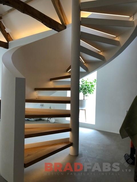 spiral staircase with oak treads, bespoke internal staircase supply only by bradfabs 